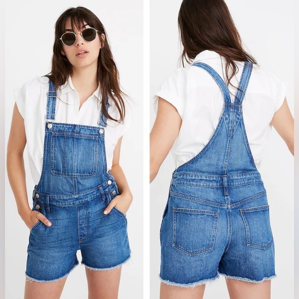 Madewell Adirondack Short Overalls In Light Wash Size S